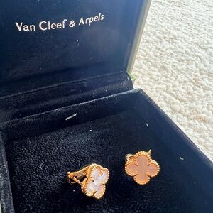 Van Cleef & Arpels Gold and Mother of Pearl Alhambra Earrings